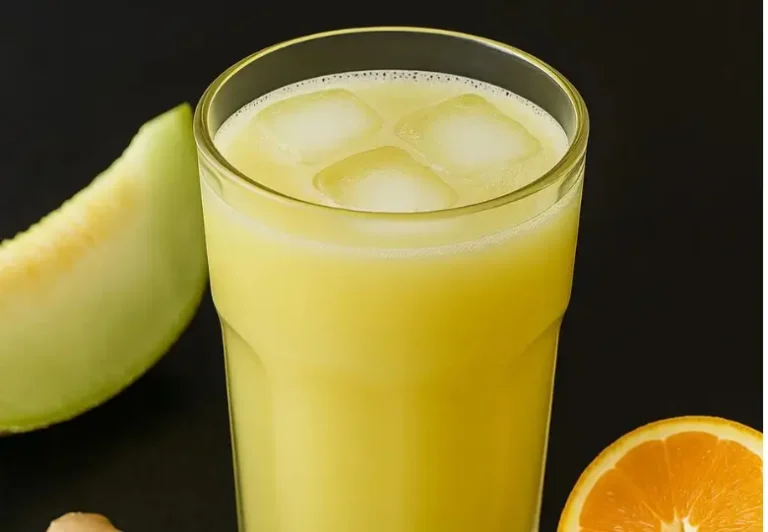 Suco de melão com laranja e gengibre natural