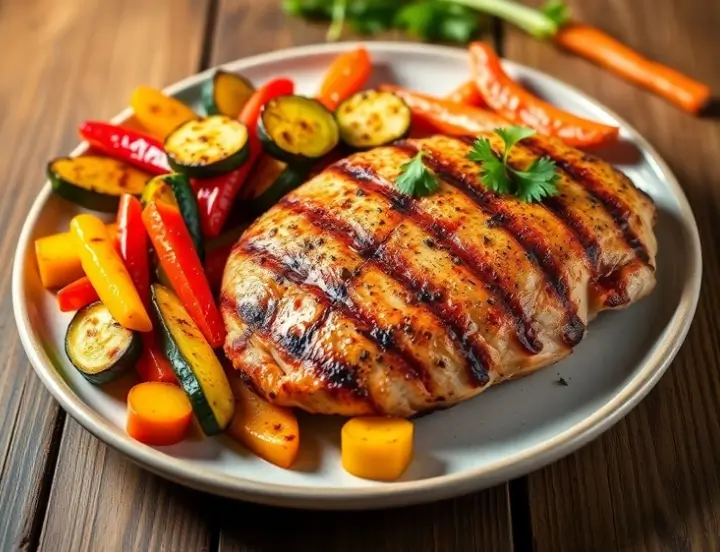 Frango grelhado com legumes