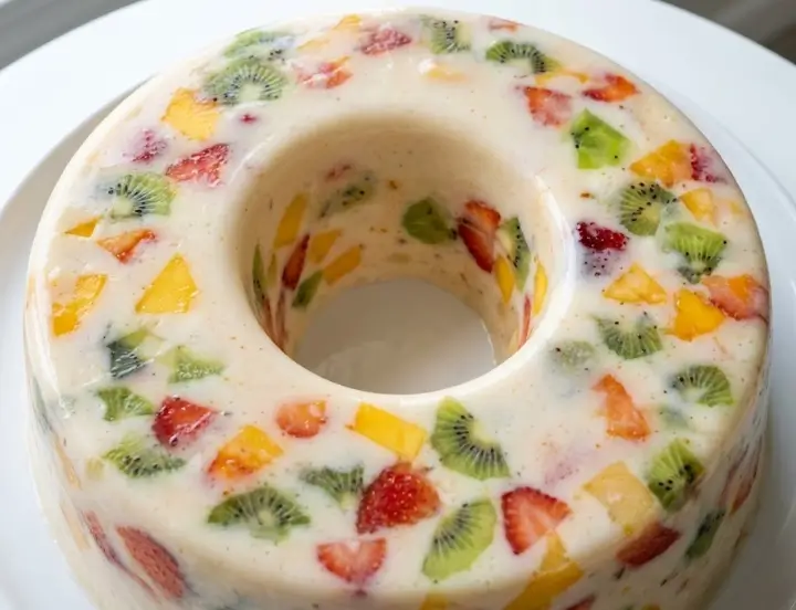 pudim fit de frutas tropicais